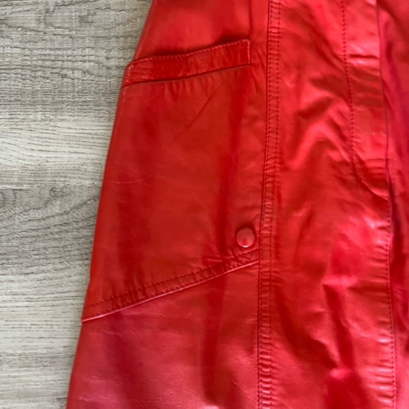 Red Leather Laurel Skirt Sz 36 Made In Germany fits Like 2-4 See Measurements - Picture 3 of 10